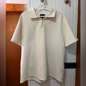 Elegant Cream Textured Polo Shirt
